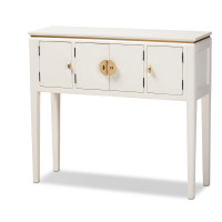 Baxton Studio TOK3-Console Aiko Classic and Traditional Japanese-Inspired Off-White Finished 4-Door Wood Console Table